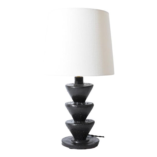 Large Black Ceramic Table Lamp by Barracuda Interiors For Sale