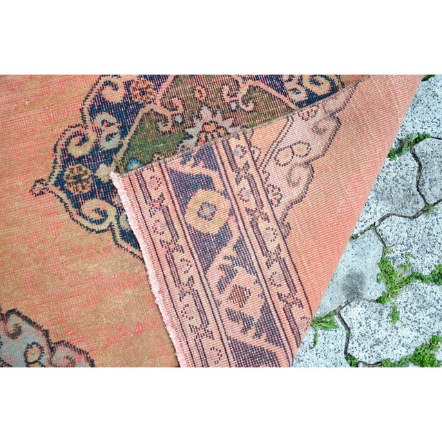 1960s Orange Pastel Anatolian Handmade Runner Carpet For Sale - Image 10 of 11