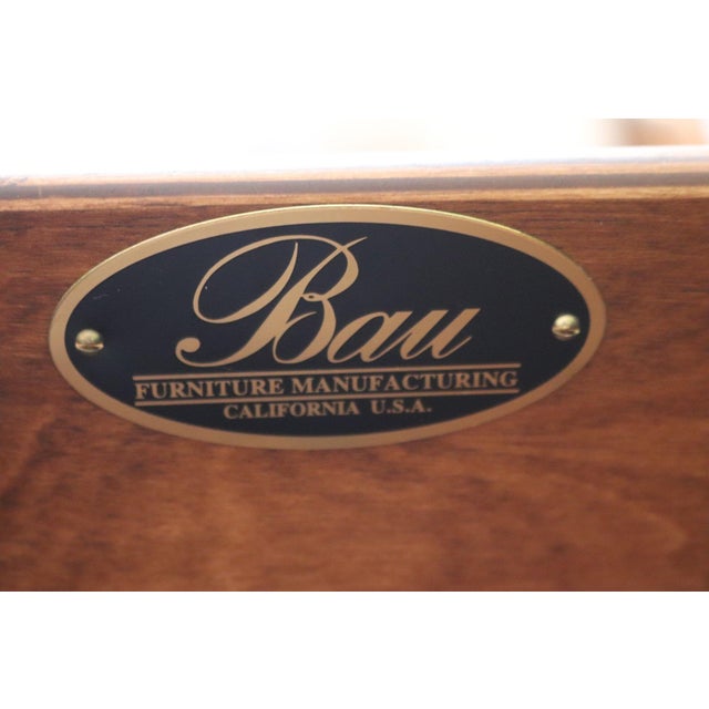 71” Bau Furniture French Louis XV Burl Wood and Green Marble Sideboard Buffet For Sale - Image 10 of 17