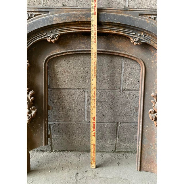 Metal Antique Victorian Edwardian Cast Iron Fireplace Insert Surround For Sale - Image 7 of 10