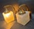 Vintage Art Deco Light Old Lamp Wall Sconces Fixture Brass & Esso Kerosene Cube Glass Shade Ship Light - a Pair For Sale - Image 4 of 4