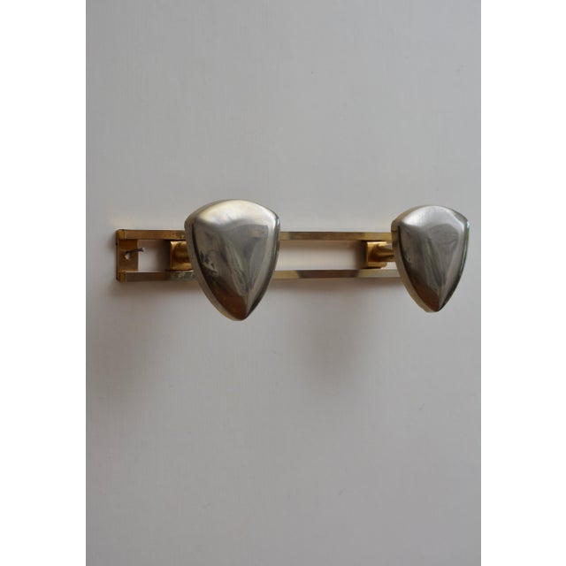 Art Deco Shield-Shaped Coat Hooks in Gilt and Silver Metal, 1940s For Sale - Image 4 of 12