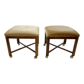 Upholstered Stools on Castors, a Pair For Sale