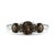 This captivating ring showcases three round-cut smoky quartz gemstones, each exuding a rich, warm brown hue with subtle...