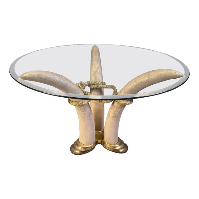 Vintage Faux Tusk Center or Side Table in the style of Valenti, 1970s For Sale