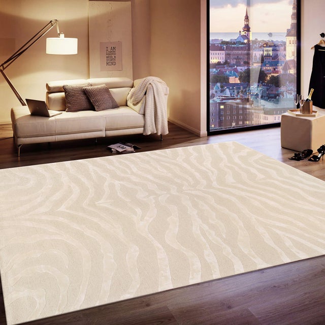 2010s Edgy Hand-Tufted Cream Area Rug- 7' 9'' X 9' 9'' For Sale - Image 5 of 5