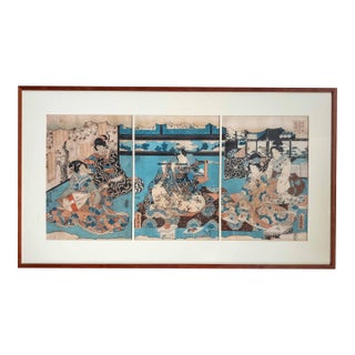 19th Century Japanese Ukiyo-E Woodblock Triptych Print by Utagawa Kunisada, Toyokuni III For Sale