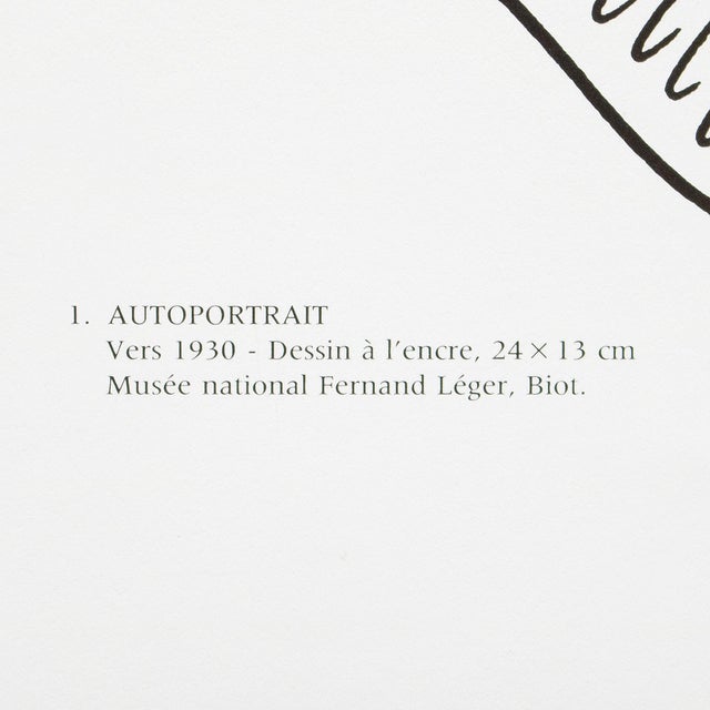 1990s 1990 After Fernand Leger "Self-Portrait", Black and White Parisian Print For Sale - Image 5 of 8