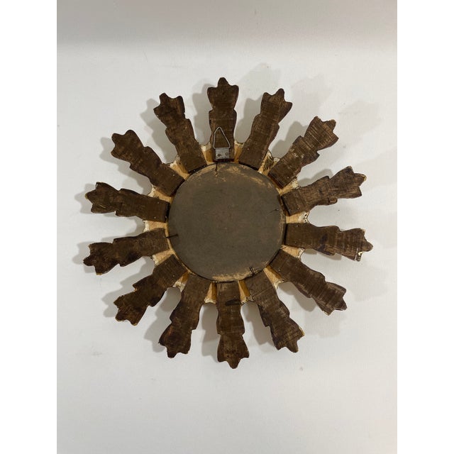 Mid 20th Century 12" French Giltwood Sunburst Mirror With Mirror Inlays For Sale - Image 10 of 17