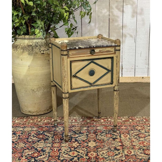 Louis XVI Bedside Table in Beechwood with a Marble Top, 19th Century For Sale - Image 3 of 18