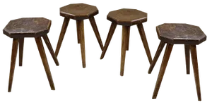 Pine Stools with Curved Seats, 1950s, Set of 4