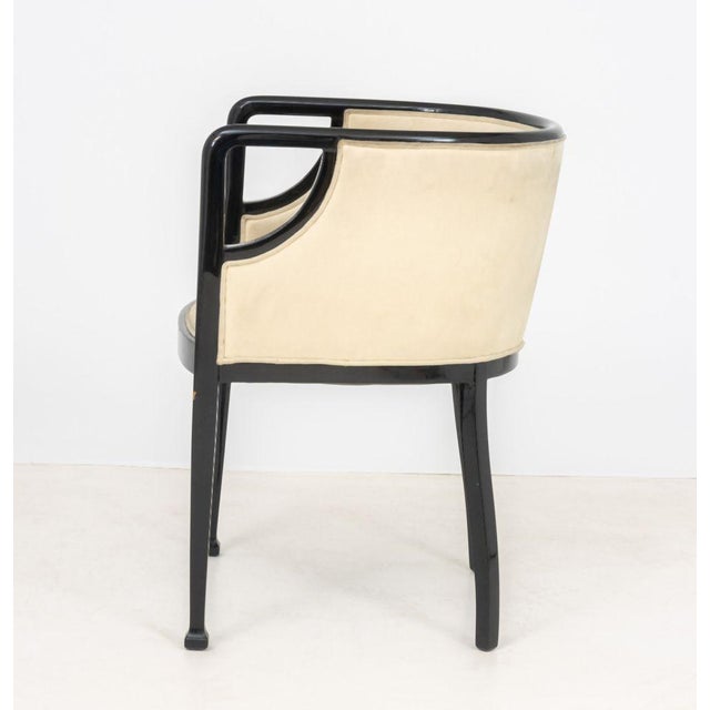 Beige Art Deco Black Lacquered Tub Chair, Ca. 1920 For Sale - Image 8 of 9