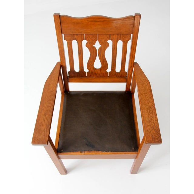 Antique Arts and Crafts Mission Oak Armchair For Sale - Image 11 of 14