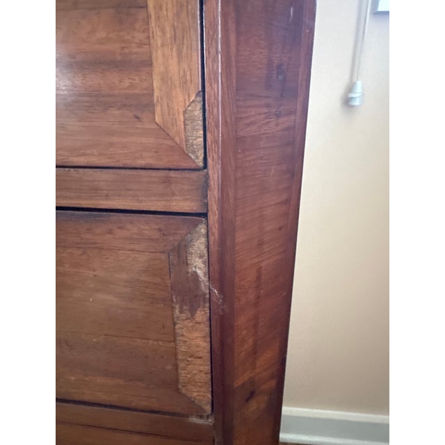 Late 19th-Century French Louis XVI-Style Mahogany Semainier Chest — Breccia Marble Top, Tall Narrow Storage For Sale - Image 13 of 14