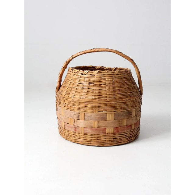 Antique Woven Carrying Basket For Sale - Image 9 of 11