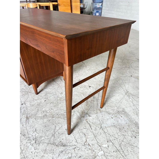 1960s Mid Century Modern Petite Walnut Writing Desk For Sale - Image 5 of 7