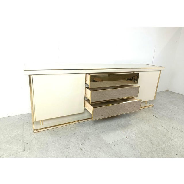 Brown Vintage Brass and Lacquer Sideboard, 1970s For Sale - Image 8 of 12