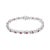 Vivid created birthstones and sparkling white diamonds are set in this S-link tennis bracelet crafted in cool .925...