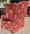 Red Georgian Style Clarence House Kanji Red Cut Velvet Wingback Chair For Sale - Image 8 of 10