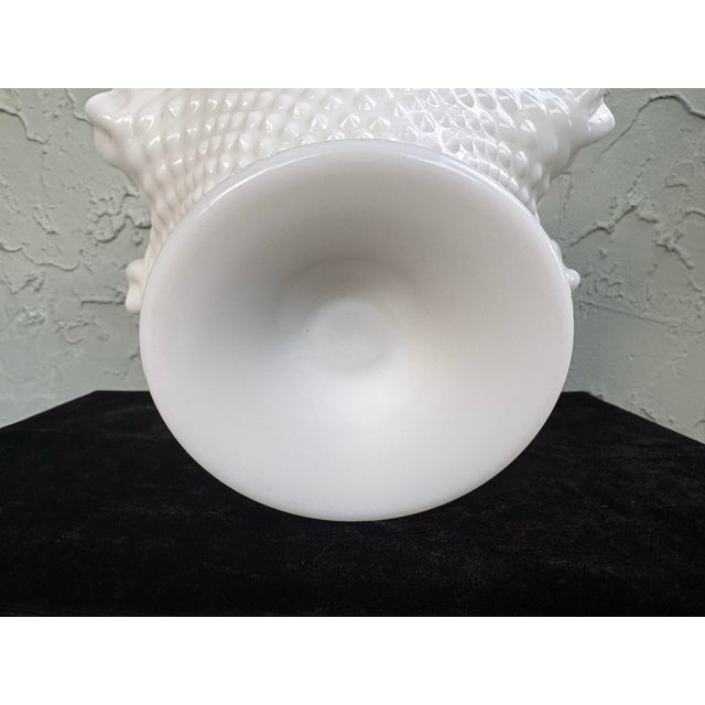 White Vintage Fenton Milk Glass Hobnail Pedestal Compote Bowl 6.5” For Sale - Image 8 of 8