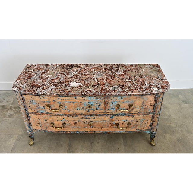 French 18th Century Commode with Original Paint and Marble Top For Sale In Baton Rouge - Image 6 of 13