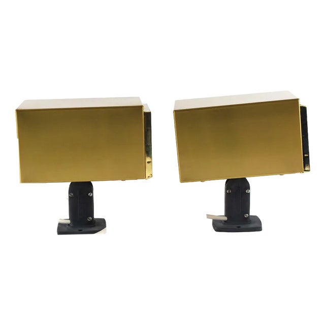 Cube Brass Wall Lamps by Björn Svensson, 1970s, Set of 2 For Sale