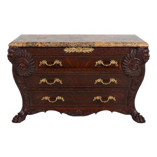 Maitland-Smith French Empire Style Marble Top Mahogany Chest For Sale
