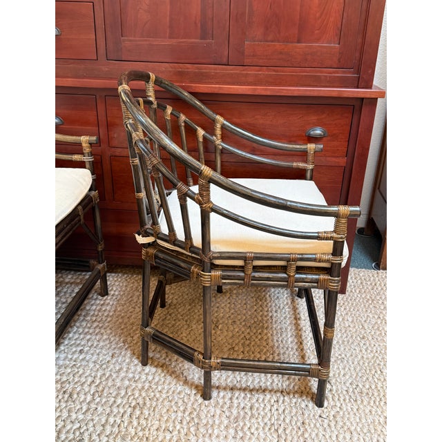 Chinoiserie Brighton Pavilion Bamboo Dining Chairs, Vintage Set of Eight For Sale - Image 3 of 17