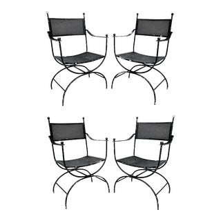 Vintage Wrought Iron Garden Patio Chairs - Set of 4 For Sale