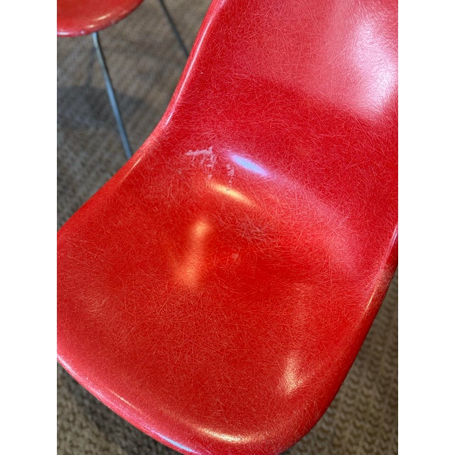 Original Set of 3 Molded Fiberglass Shell Chair, Designed by Charles and Ray Eames for Herman Miller, Dated 1970 For Sale - Image 9 of 12