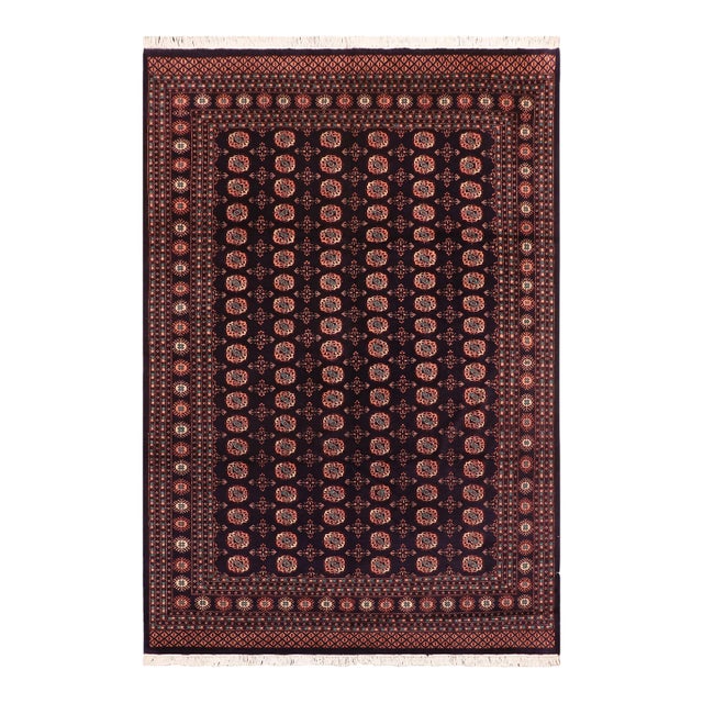 Tribal Bokhara Blue/Blue Hand Knotted Wool Rug For Sale