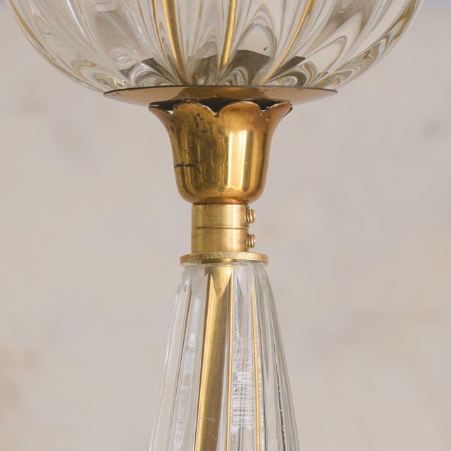 Brass Italian Murano Glass Drop Pendant Attributed to Barovier & Toso, 1940s For Sale - Image 8 of 8