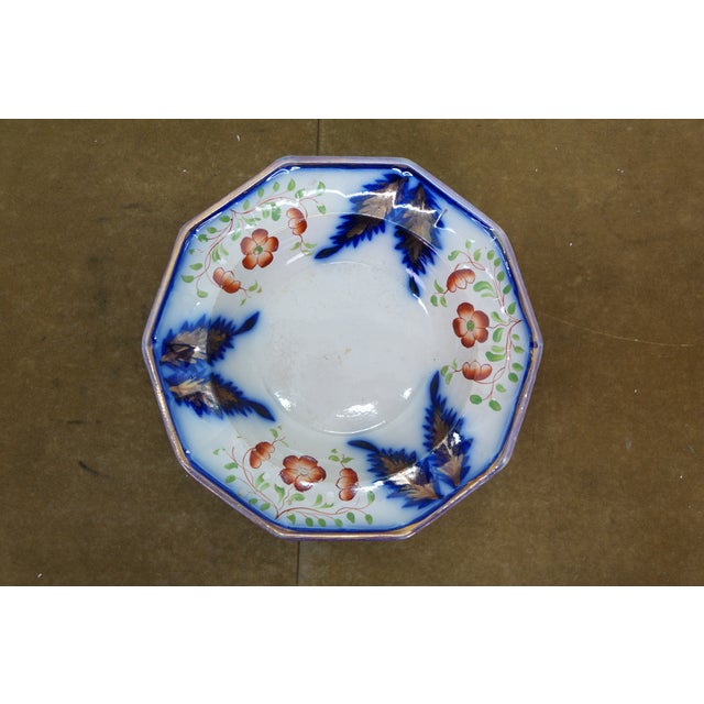 4 Antique Gaudy Welsh Ironstone Cobalt Blue Floral Teapot Pitcher & Bowls For Sale - Image 18 of 18