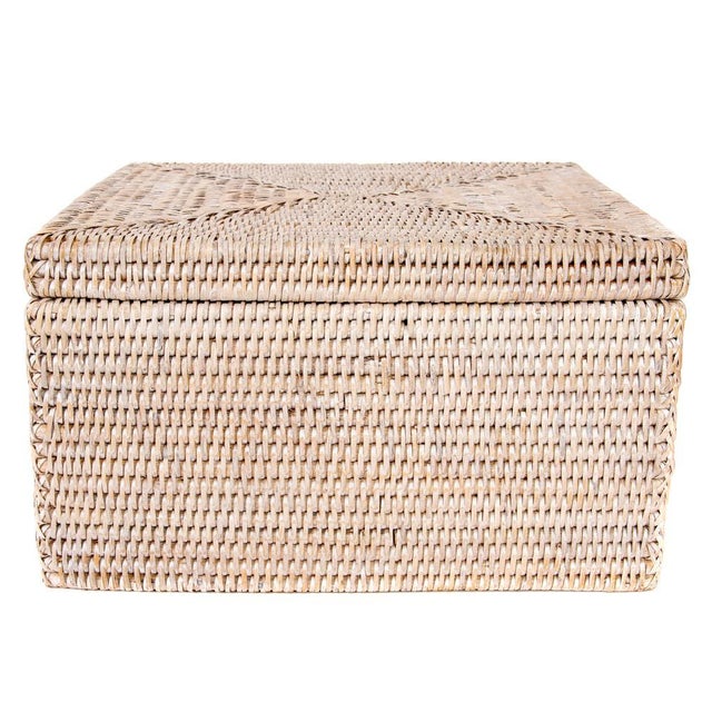 Artifacts Rattan Flat File Organizer Storage Box with Lid in White Wash For Sale In Houston - Image 6 of 9
