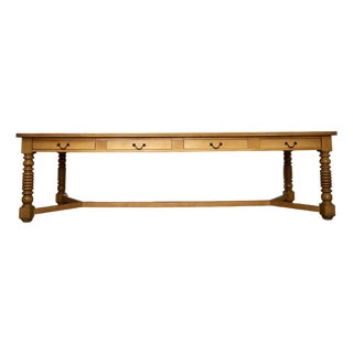 1970’s Long Solid Maple 8-Drawer Farm Table / Dining Table For Sale