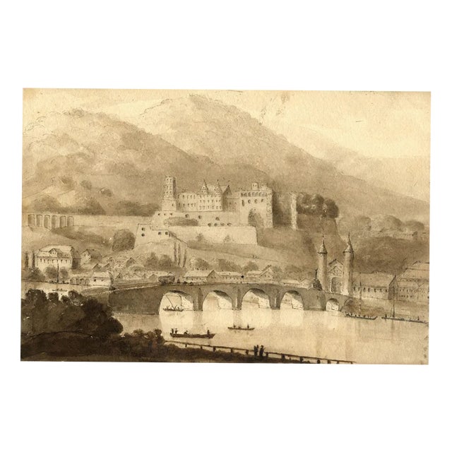 James Hamilton Stanhope, Heidelberg from the Neckar, 1819, Watercolour For Sale