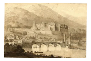 James Hamilton Stanhope, Heidelberg from the Neckar, 1819, Watercolour