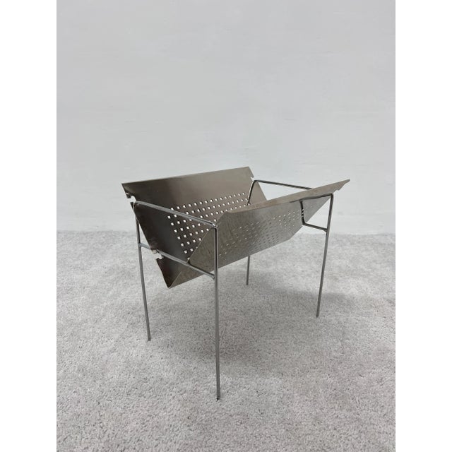 Metal Mid-Century Brazilian Modern Perforated Chrome Magazine Rack, 1960s For Sale - Image 7 of 13
