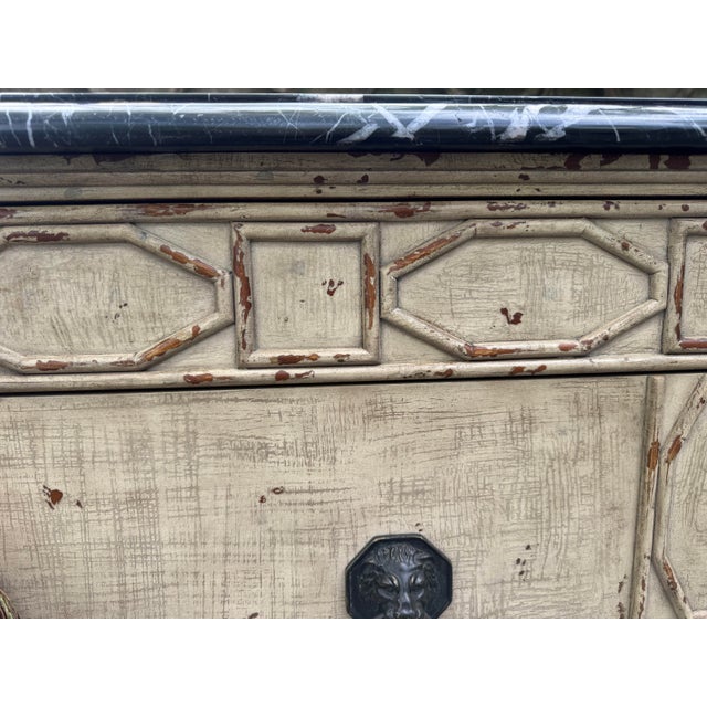 Painted French Style Commode/Chest With Black Marble Top For Sale - Image 9 of 12