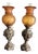 Oil Lamps in Bronze and Amber Glass, 1930, Set of 2 For Sale