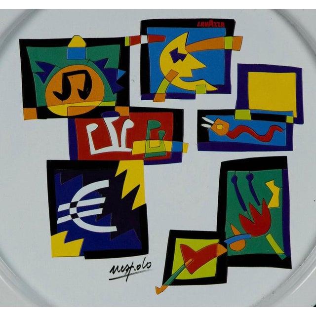Italian Porcelain Plate by Ugo Nespolo, Late 20th Century For Sale - Image 4 of 5