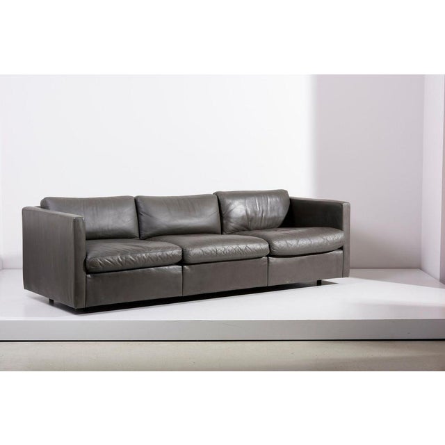 1970s Sofa Set in Grey Leather by Charles Pfister for Knoll, USA, 1970s, Set of 3 For Sale - Image 5 of 18