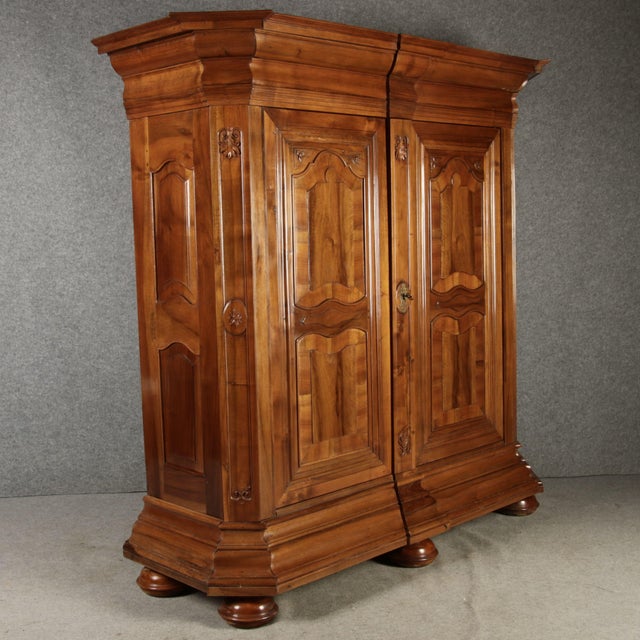 Brown Large Antique Baroque Cabinet in Walnut, 1750 For Sale - Image 8 of 18
