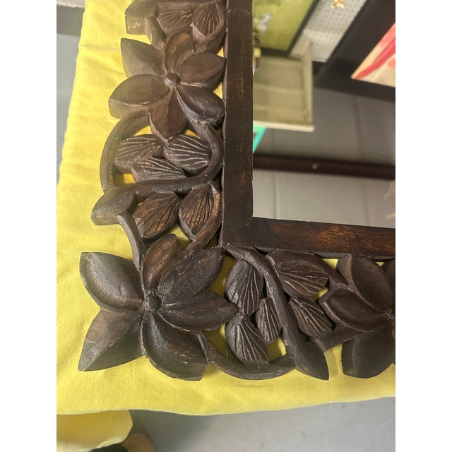 Large Vintage Carved Wood Floral Wall Mirror For Sale In Fayetteville, AR - Image 6 of 7