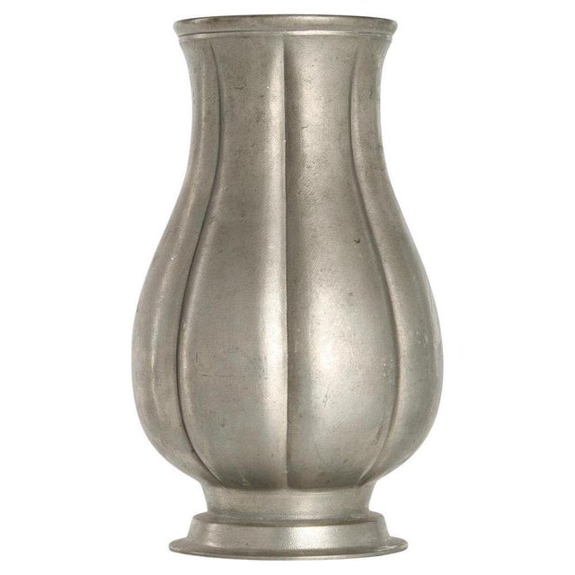 Gold Swedish Modern Pewter Vase by Edvin Ollers for Schreuder & Olsson, 1950s For Sale - Image 8 of 8