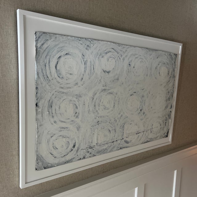 Vintage Large framed tonal abstract painting acrylic on canvas Was illegibly signed on back of canvas before framing