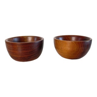 Mid 20th Century Small Turned Walnut Bowls - A Pair For Sale