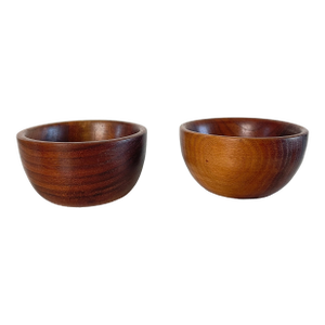 Mid 20th Century Small Turned Walnut Bowls - A Pair