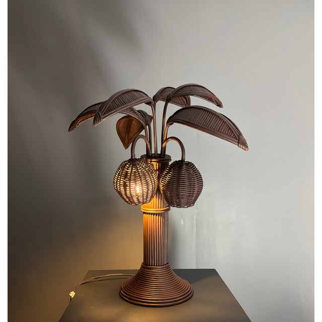 Lovely coconut palm tree large ( 79 cm high ) table lamp in te style of Mario Lopez Torres. The leaves are modular so can...