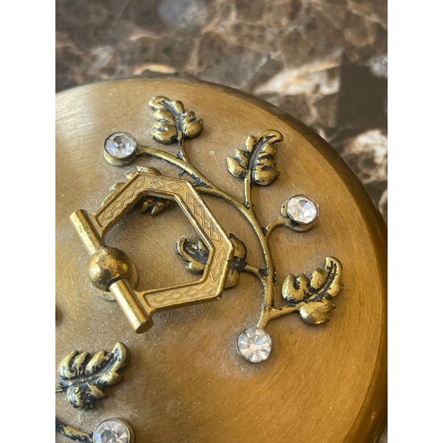 Mid-Century Modern Vintage Gold Box With Leaf Motif and Velvet Interior For Sale - Image 3 of 6